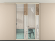 Перегородка Mosaic вдоль стены на потолок 2 створки с синхронным механизмом