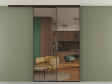 Перегородка Формато вдоль стены на потолок 2 створки с синхронным механизмом