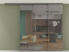 Перегородка Формато вдоль стены на потолок 3 створки с синхронным механизмом