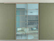 Перегородка Формато вдоль стены на потолок 2 створки с синхронным механизмом