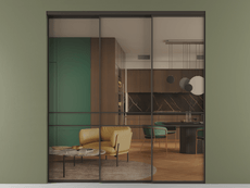 Перегородка Формато внутри проёма 3 створки с синхронным механизмом