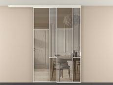 Перегородка Mosaic вдоль стены на потолок 2 створки с синхронным механизмом