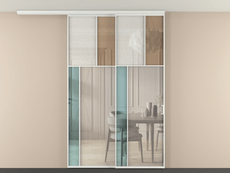 Перегородка Мозаик вдоль стены на потолок 2 створки с синхронным механизмом