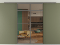 Перегородка Formato вдоль стены на потолок 2 створки