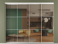 Перегородка Формато внутри проёма 4 створки с синхронным механизмом