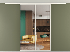 Перегородка Формато вдоль стены на потолок 2 створки