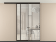 Перегородка Мозаик вдоль стены на потолок 2 створки с синхронным механизмом