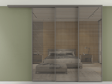 Перегородка Формато вдоль стены на потолок 3 створки с синхронным механизмом