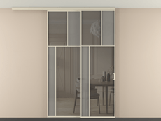 Перегородка Мозаик вдоль стены на потолок 2 створки с синхронным механизмом