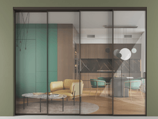 Перегородка Формато внутри проёма 4 створки с синхронным механизмом