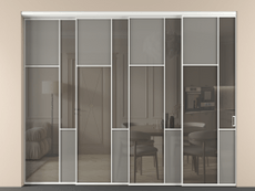 Перегородка Мозаик внутри проёма 4 створки с синхронным механизмом