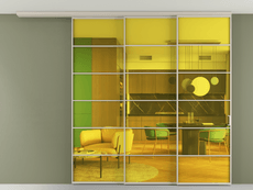 Перегородка Формато вдоль стены на потолок 3 створки с синхронным механизмом