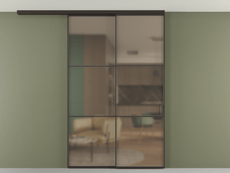 Перегородка Формато вдоль стены на потолок 2 створки с синхронным механизмом