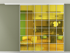 Перегородка Formato вдоль стены на потолок 3 створки с синхронным механизмом