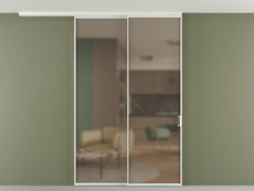 Перегородка Формато вдоль стены на потолок 2 створки с синхронным механизмом