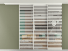 Перегородка Формато вдоль стены на потолок 3 створки с синхронным механизмом