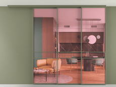 Перегородка Formato вдоль стены на потолок 3 створки с синхронным механизмом