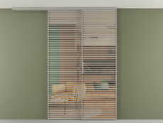 Перегородка Formato вдоль стены на потолок 2 створки с синхронным механизмом