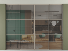 Перегородка Формато внутри проёма скрытое крепление в потолок 4 створки