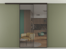 Перегородка Формато вдоль стены на потолок 2 створки с синхронным механизмом