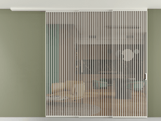 Перегородка Formato вдоль стены на потолок 3 створки с синхронным механизмом