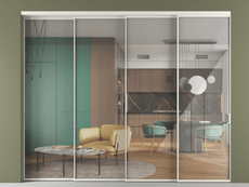 Перегородка Формато внутри проёма 4 створки с синхронным механизмом