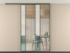 Перегородка Мозаик вдоль стены на потолок 2 створки с синхронным механизмом