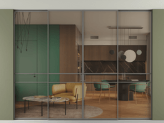 Перегородка Formato внутри проёма скрытое крепление в потолок 4 створки