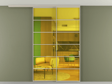 Перегородка Формато вдоль стены на потолок 2 створки с синхронным механизмом