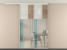 Перегородка Мозаик вдоль стены на потолок 2 створки с синхронным механизмом