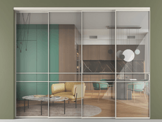 Перегородка Formato внутри проёма 4 створки с синхронным механизмом