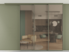 Перегородка Formato вдоль стены на потолок 3 створки с синхронным механизмом