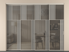 Перегородка Мозаик внутри проёма 4 створки с синхронным механизмом