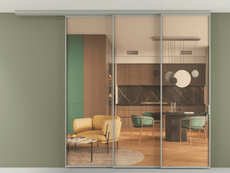 Перегородка Формато вдоль стены на потолок 3 створки с синхронным механизмом