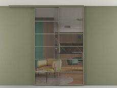 Перегородка Формато вдоль стены на потолок 2 створки с синхронным механизмом