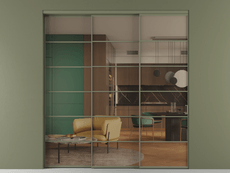 Перегородка Formato внутри проёма 3 створки с синхронным механизмом