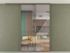 Перегородка Формато вдоль стены на потолок 2 створки с синхронным механизмом