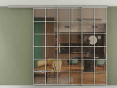 Перегородка Формато вдоль стены на потолок 3 створки с синхронным механизмом