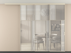 Перегородка Мозаик вдоль стены на потолок 3 створки с синхронным механизмом