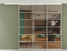 Перегородка Формато вдоль стены на потолок 3 створки с синхронным механизмом