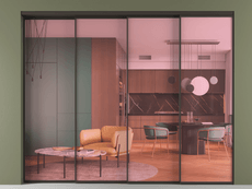 Перегородка Формато внутри проёма 4 створки с синхронным механизмом