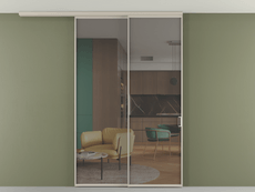 Перегородка Formato вдоль стены на потолок 2 створки с синхронным механизмом