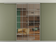 Перегородка Формато вдоль стены на потолок 2 створки с синхронным механизмом