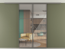 Перегородка Формато вдоль стены на потолок 2 створки