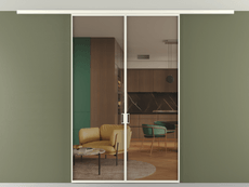 Перегородка Формато вдоль стены на потолок 2 створки