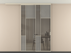 Перегородка Мозаик вдоль стены на потолок 2 створки с синхронным механизмом