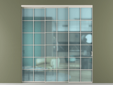 Перегородка Formato внутри проёма 3 створки с синхронным механизмом