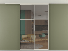 Перегородка Формато вдоль стены на потолок 2 створки с синхронным механизмом