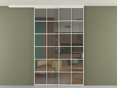 Перегородка Формато вдоль стены на потолок 2 створки с синхронным механизмом