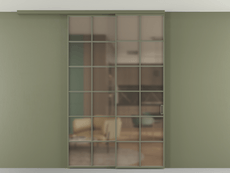 Перегородка Formato вдоль стены на потолок 2 створки с синхронным механизмом